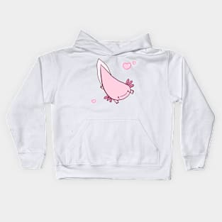 Cute happy axolotl with hearts Kids Hoodie